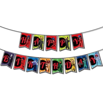 Miraculous Ladybug Party Happy Birthday Banner