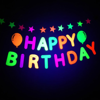 Neon Party Theme — Neon Happy Birthday Balloons Banner