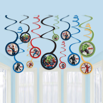 Marvel Avengers Powers Unite Spiral Swirl Decorations 12pcs