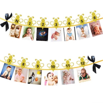 Happy Bee Day12 Month Bee Photo Banner for 1st Birthday Decoration