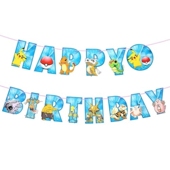 Pokemon theme happy birthday banner