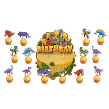 Dinosaur Happy birthday Cake Toppers 15pcs