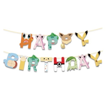 Pokemon theme happy birthday banner 13 Cards
