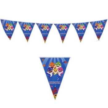 Baby Shark Party Blue Hanging Flag banners