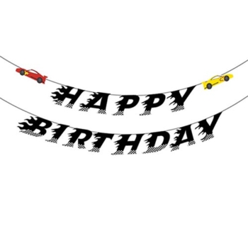 Racing Car Party Happy Birthday Banner