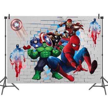 Superhero Theme Happy Birthday Party Wall Background Decoration
