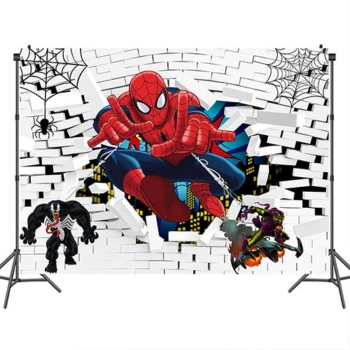 Spiderman Theme Happy Birthday Party Wall Background Decoration