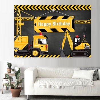 Under Construction Happy Birthday Party Wall Background Decoration