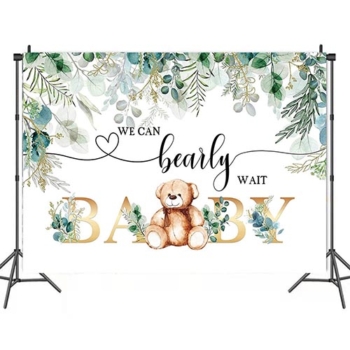 “We can bearly wait” Baby Shower Party Wall Background Decoration