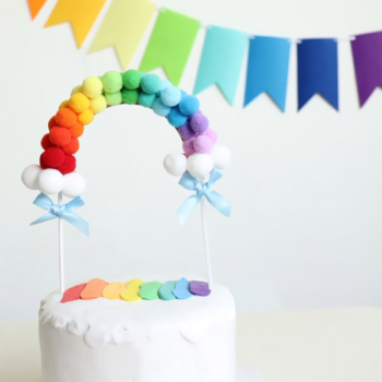 Birthday Cake Topper — Rainbow Arch Cottonball