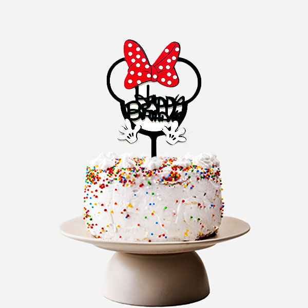 Minnie Mouse Happy Birthday Cake Topper - Balloons4you - New Zealand Party  Decoration