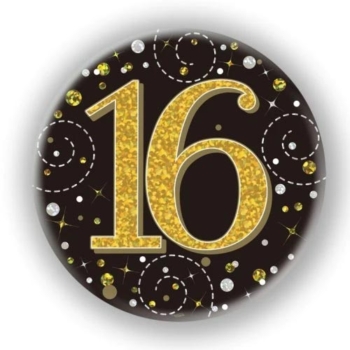 Milestone Age Birthday 16th Badge  – Black/Gold