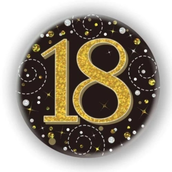 Milestone Age Birthday 18th Badge  – Black/Gold
