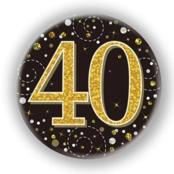 Milestone Age Birthday 40th Badge  – Black/Gold