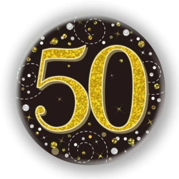 Milestone Age Birthday 50th Badge  – Black/Gold