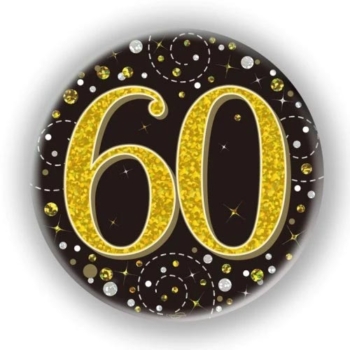 Milestone Age Birthday 60th Badge  – Black/Gold