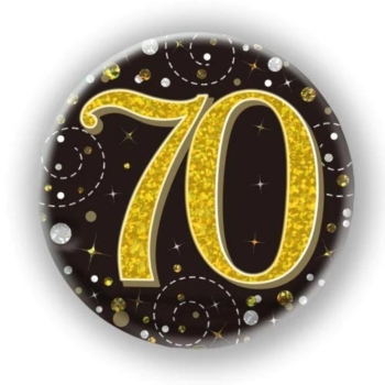 Milestone Age Birthday 70th Badge  – Black/Gold