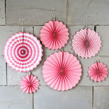 6pcs Paper Fan Party Decoration Package — Baby Pink