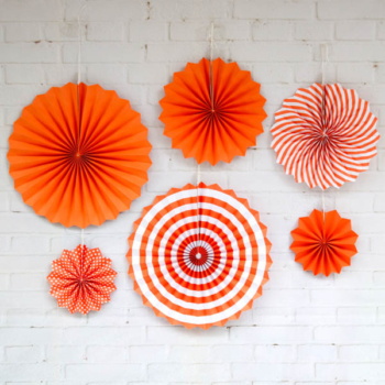 6pcs Paper Fan Party Decoration Package — Orange