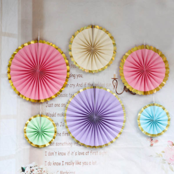 6pcs Paper Fan Party Decoration Package — Pastel rainbow