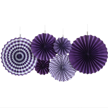 6pcs Paper Fan Party Decoration Package — Purple
