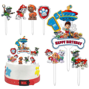 Paw Patrol Party 1st Birthday Cake Topper pack 7pcs