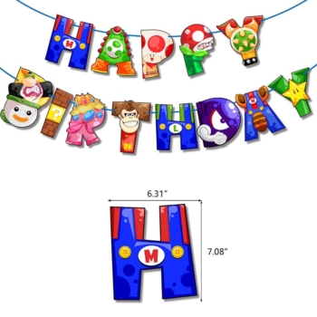 Super Mario theme happy birthday banner 13pcs