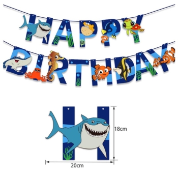 Ocean Party Happy Birthday Banner 13PCS