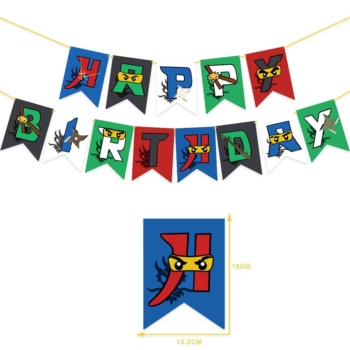 Ninja theme happy birthday banner 13pcs